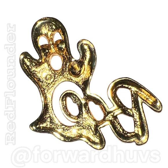 Whimsical Ghostly Delight: Avon Gold Tone Boo Ghost Pin / Brooch - Picture 6 of 9